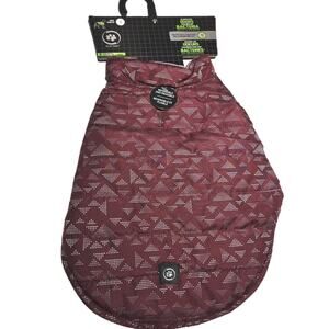 Silver Paw Dog Coat/Jacket SMALL Maroon Grey Antimicrobial Reversible Packable